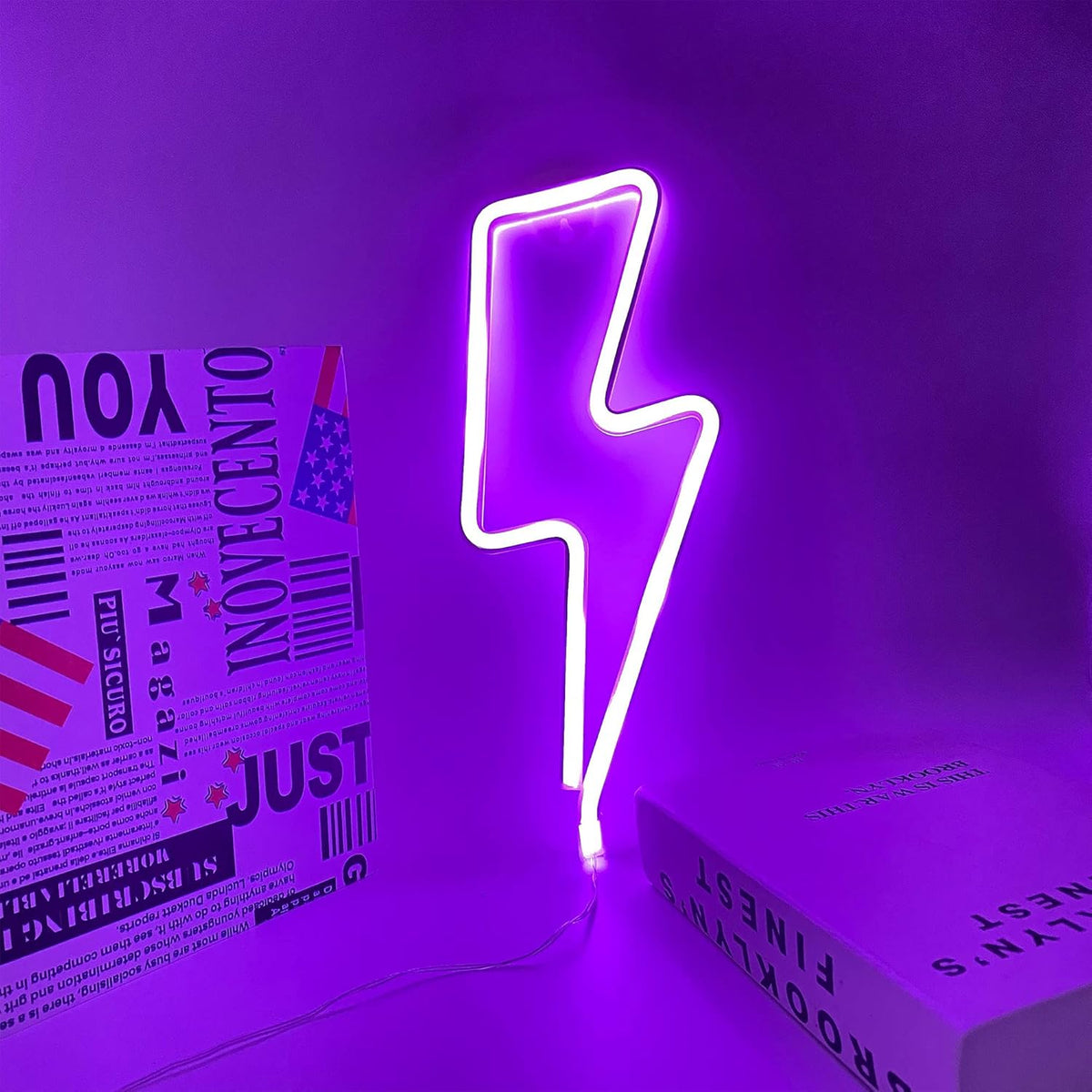 Lightning Shape Purple Neon Sign