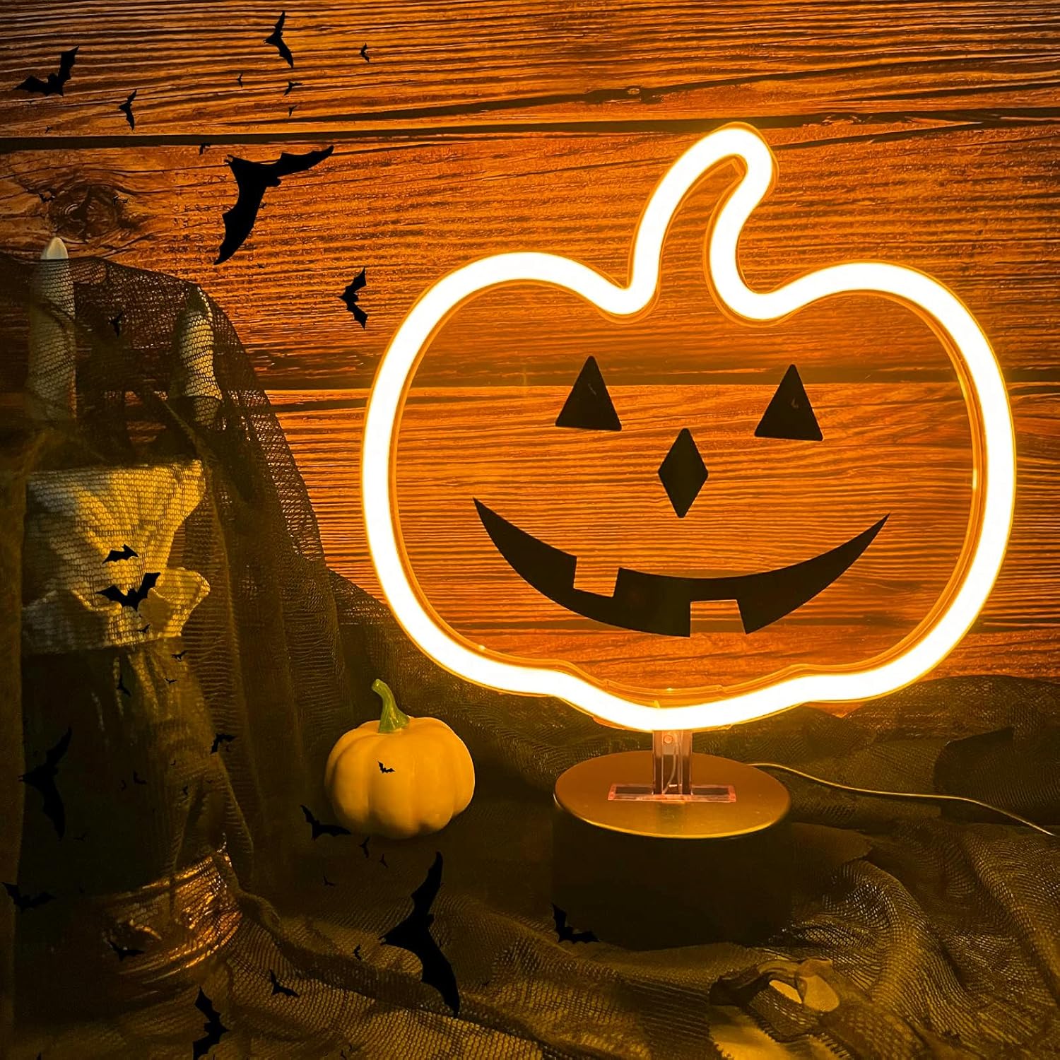 Simple Jack-O-Lantern Pumpkin LED Neon Sign