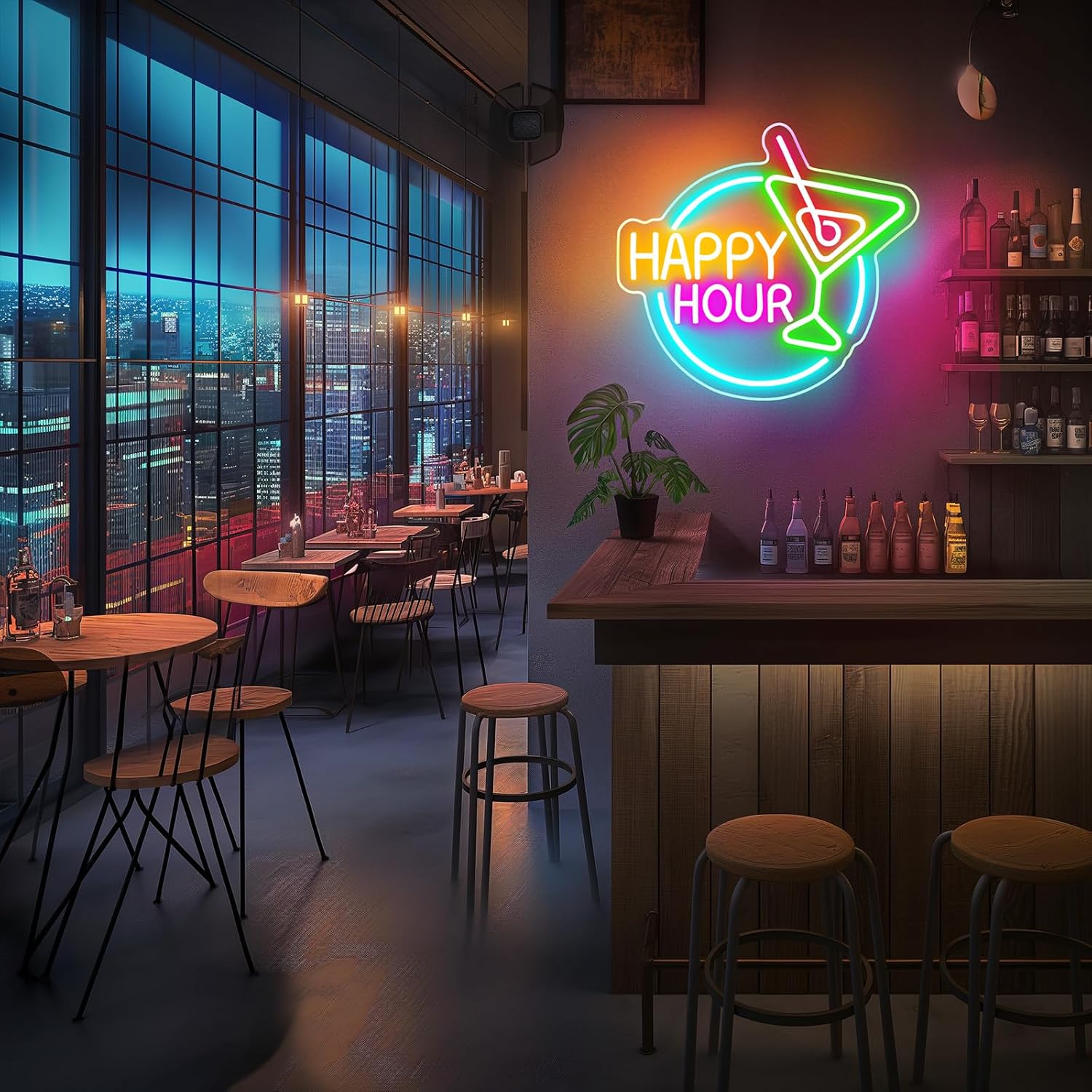 Happy Hour Neon Sign