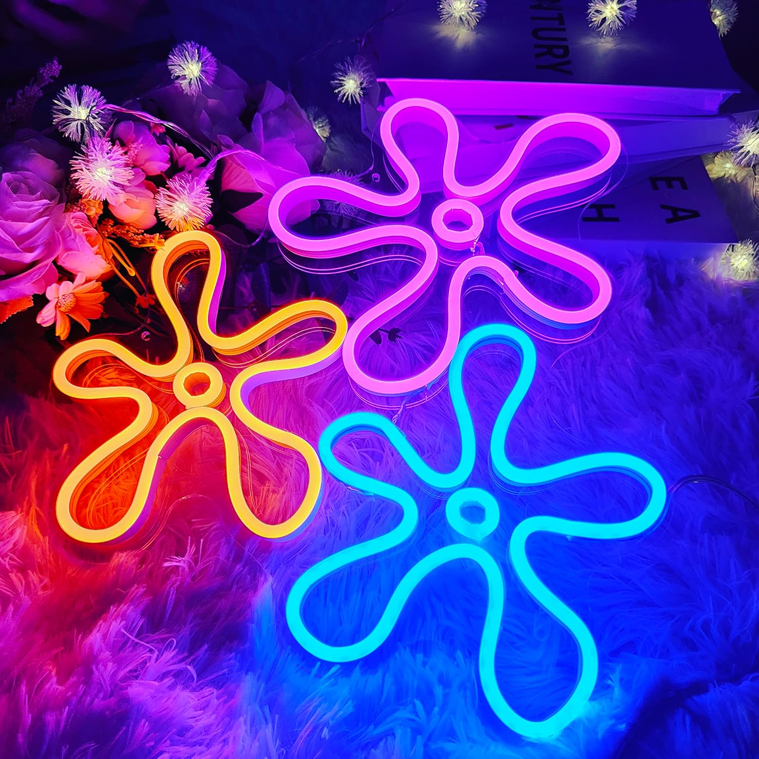 Neon Flower Wall Art