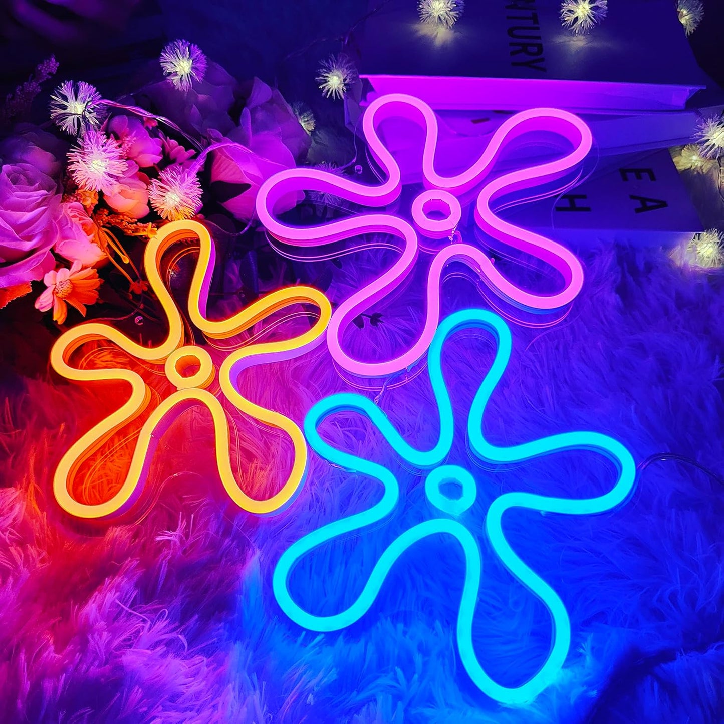 Neon Flower Wall Art