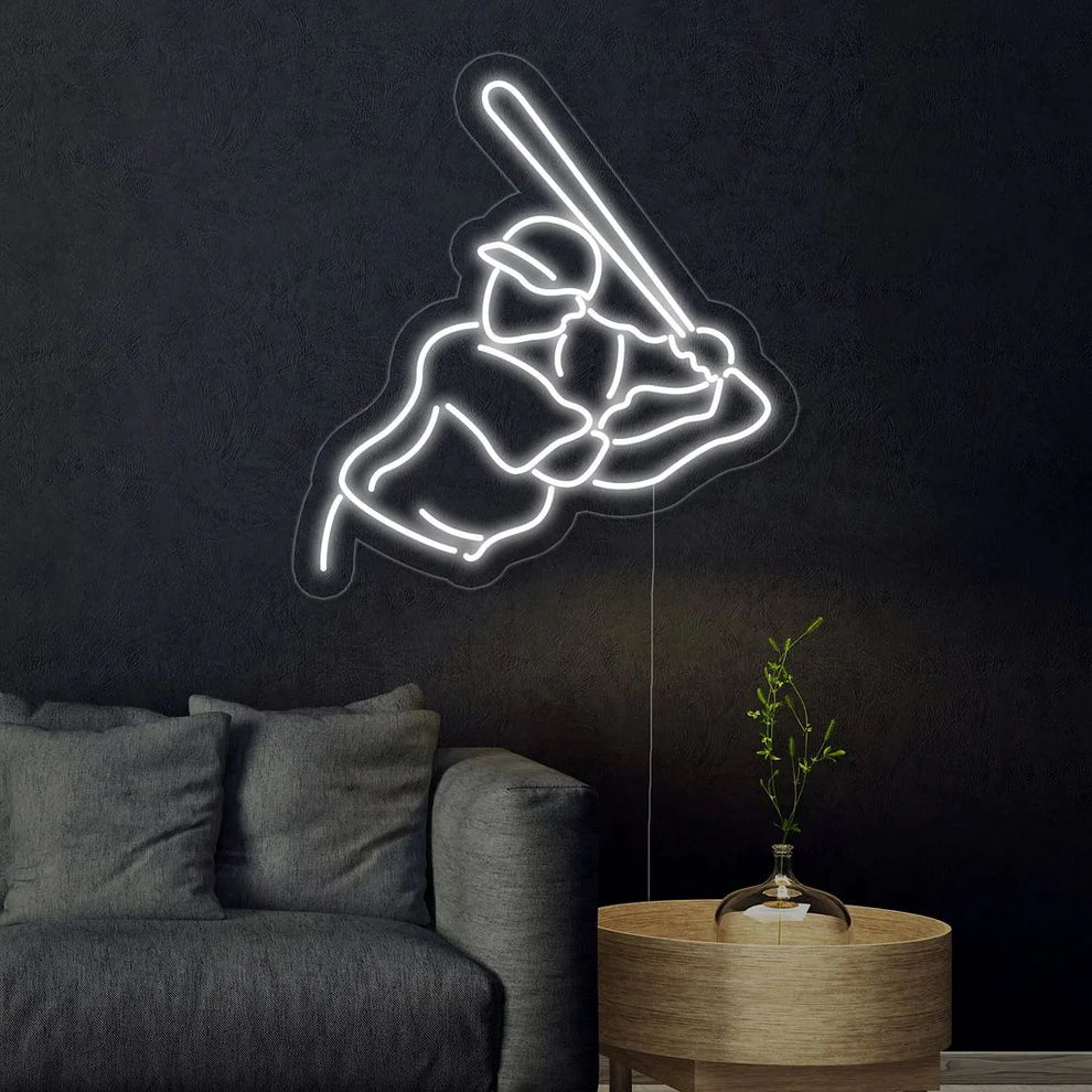 Baseball Player Neon Sign