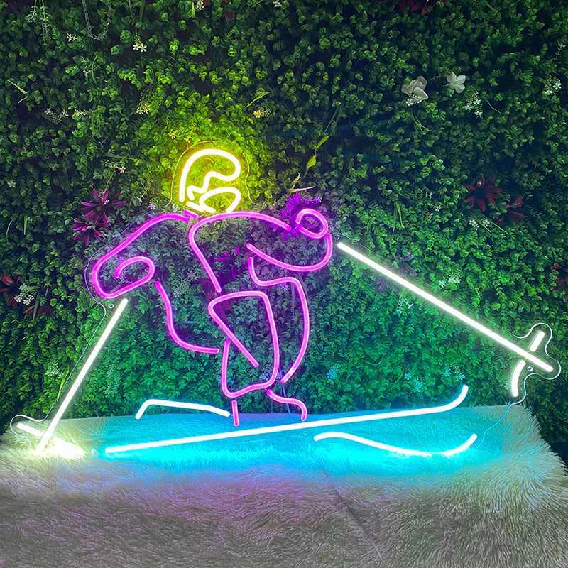 Skier Neon Sign