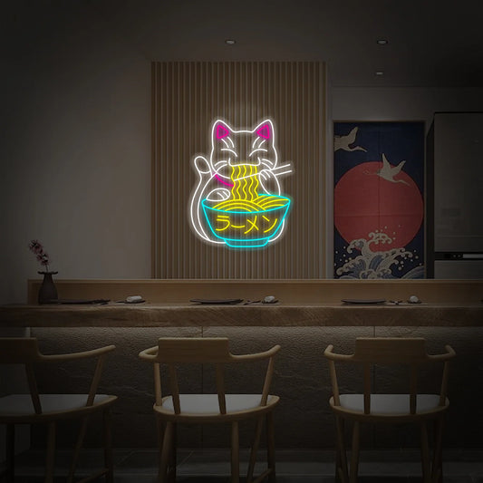 Japanese Noodles Ramen Cat Neon Sign