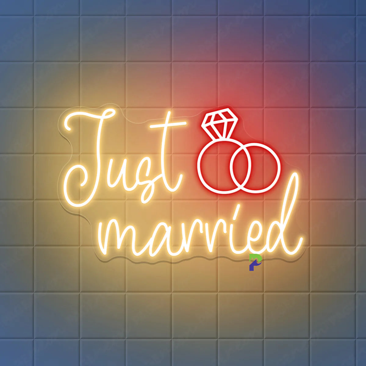 Just Married Neon Sign Diamond Ring Led Light For Wedding