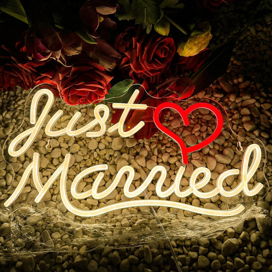 Just Married Neon Sign Diamond Ring Led Light For Wedding