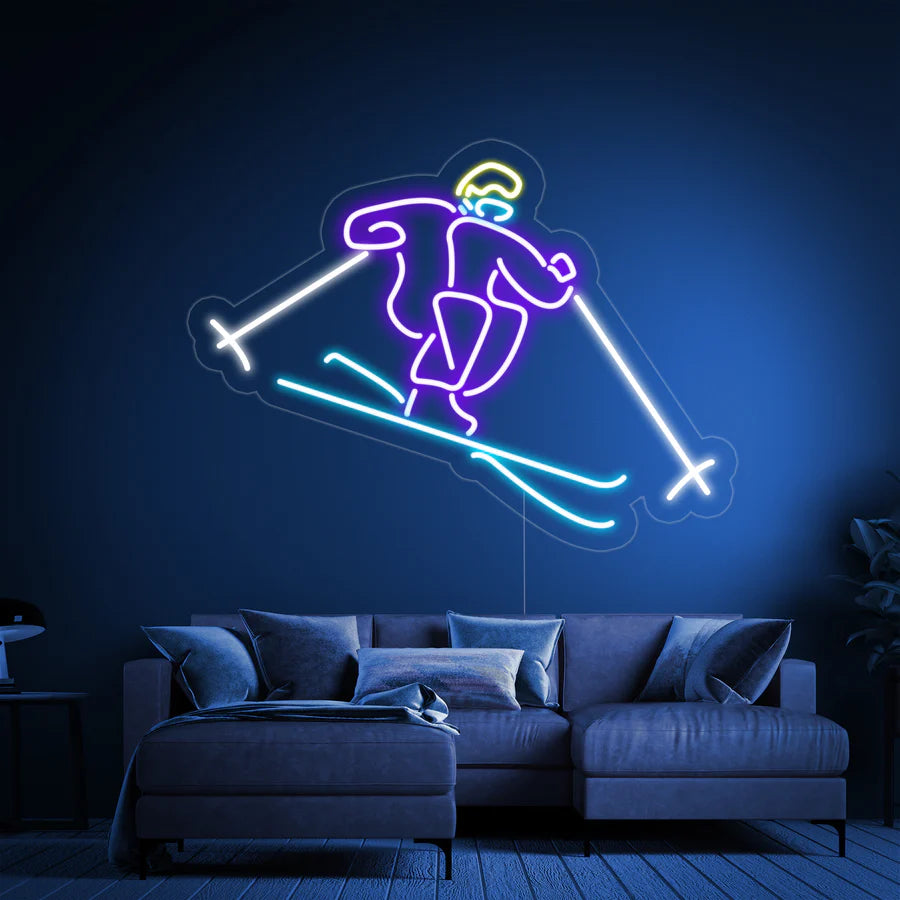 Skier Neon Sign