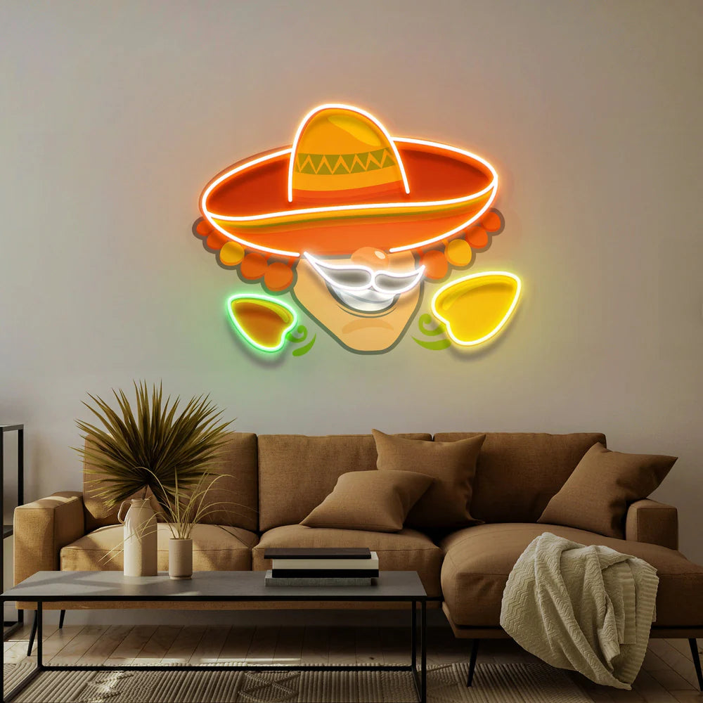 Mexico Logo Food Male Artwork Led Neon Sign