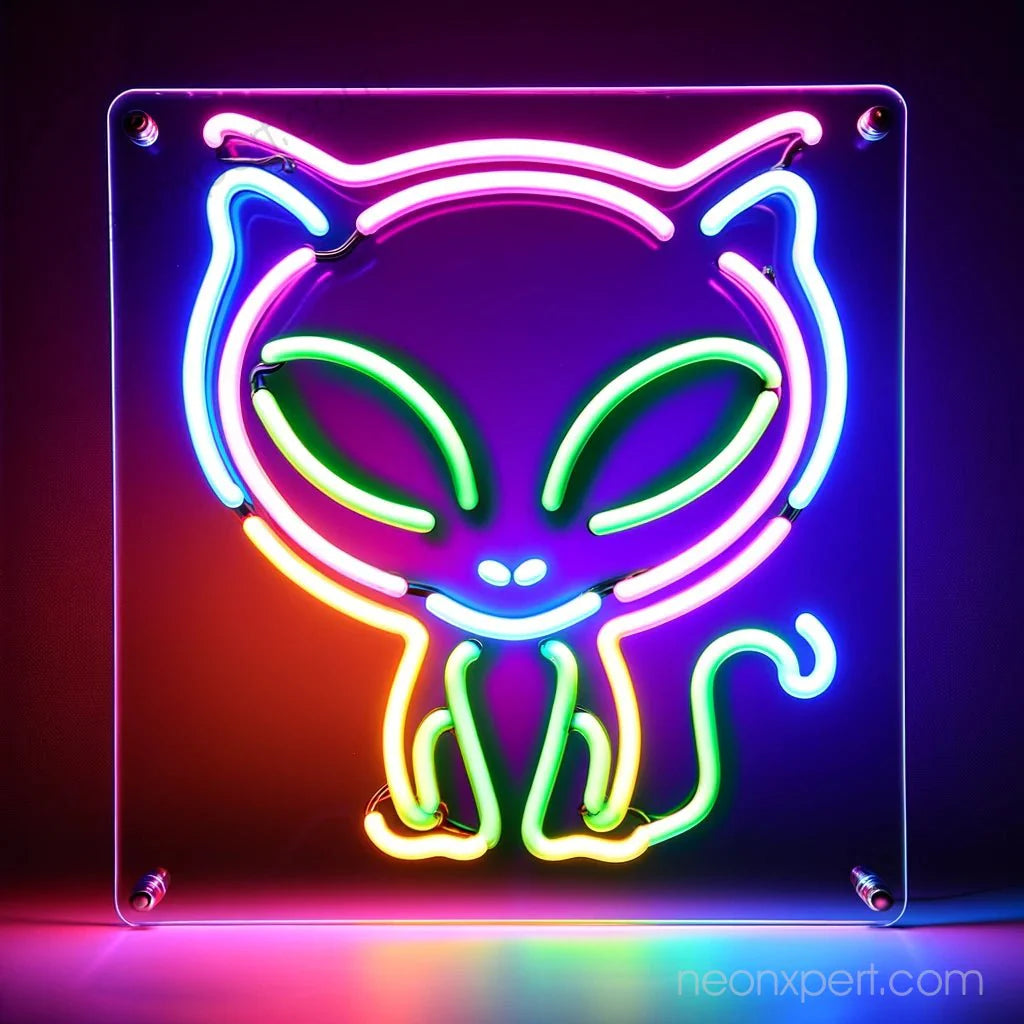 Alien Cat LED Neon Sign – LED Light Decor for Cat and Sci-Fi Lovers