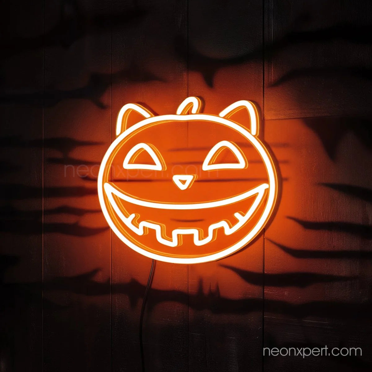 Cat Jack-O-Lantern LED Neon Sign