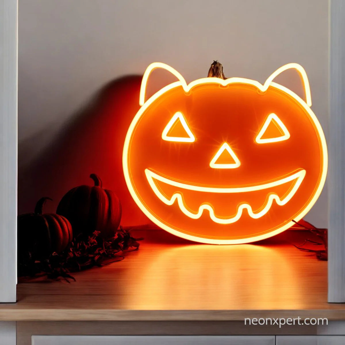 Cat Jack-O-Lantern LED Neon Sign