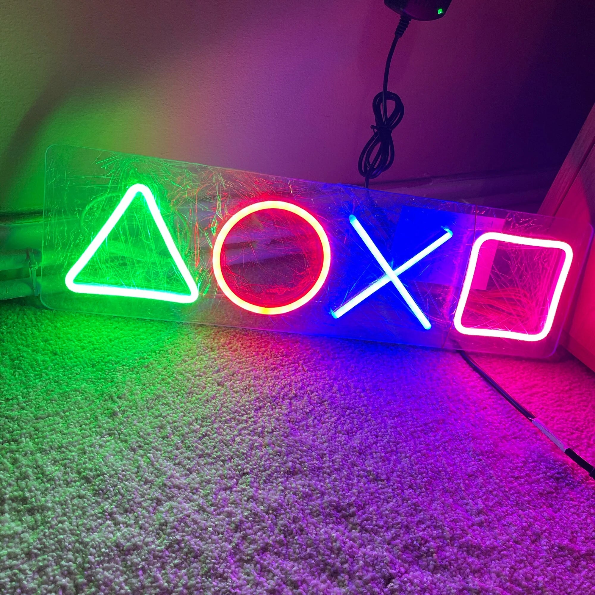 "Play Gaming Station Geometry" Neon Sign