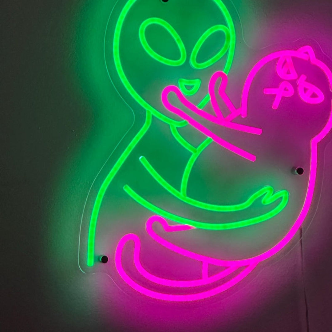 Alien Cat LED Neon Sign – LED Light Decor for Cat and Sci-Fi Lovers
