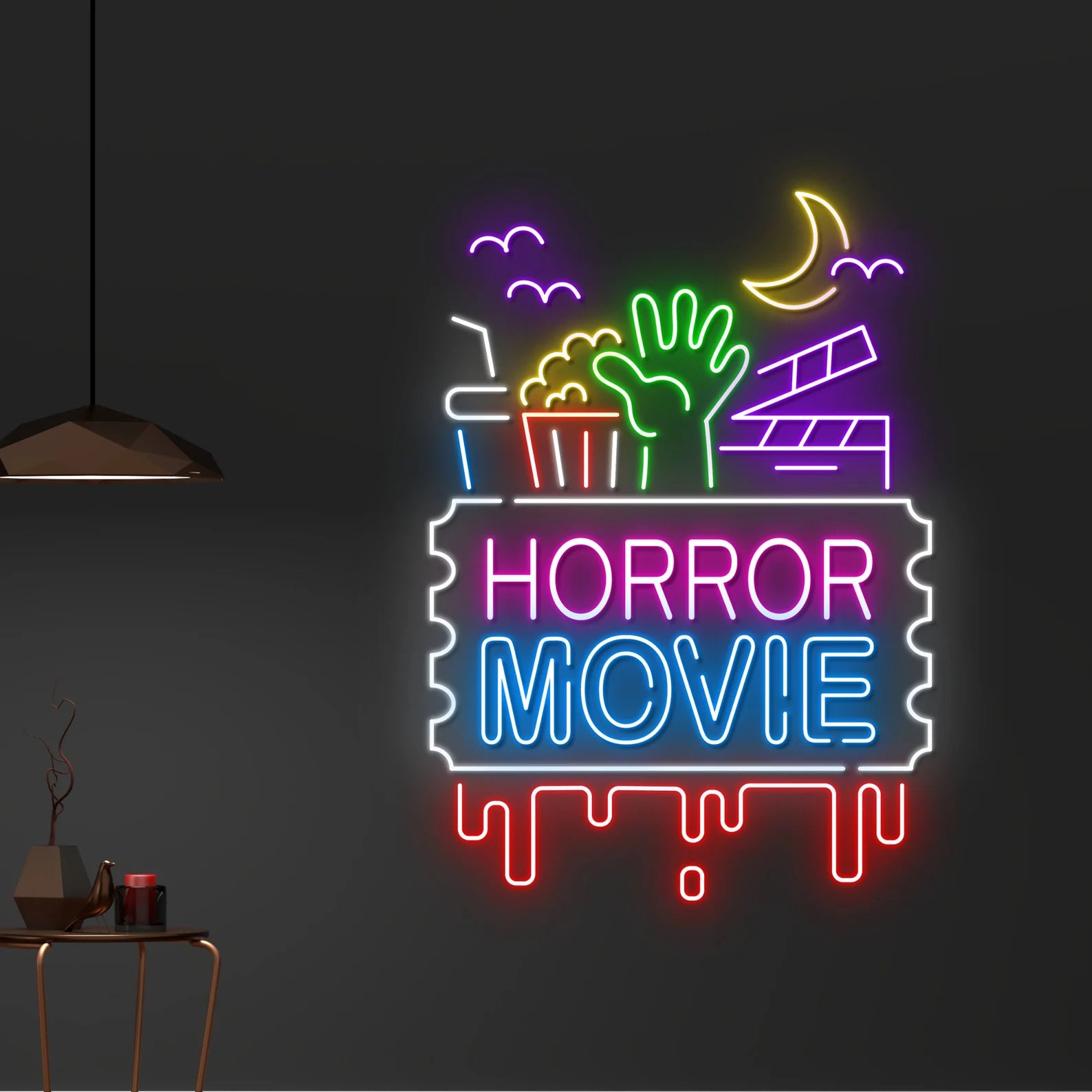 Horror Movie Neon Sign | Spooky & Eerie LED Horror Night Light for Home ...