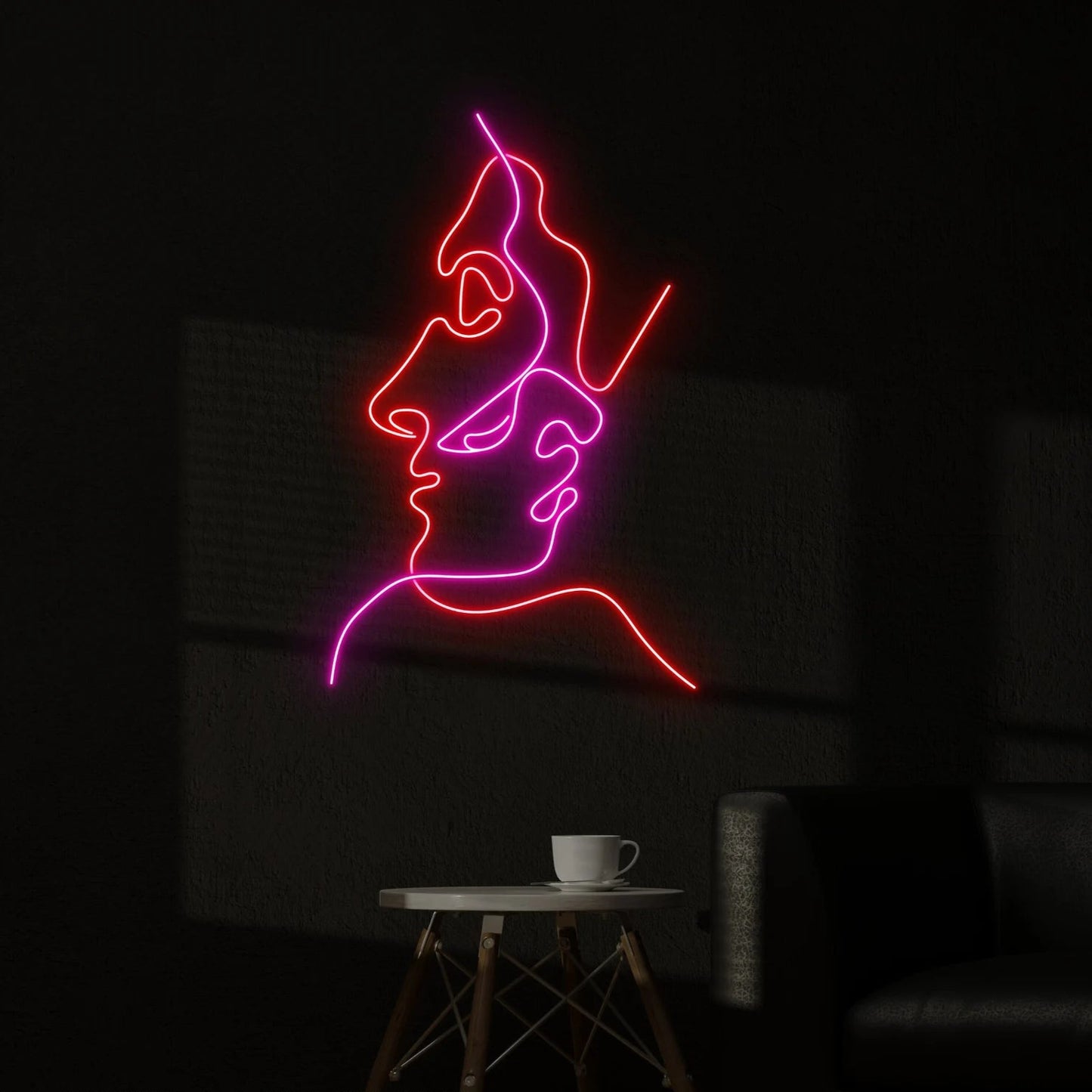 "Abstract Two Faces" Neon Sign