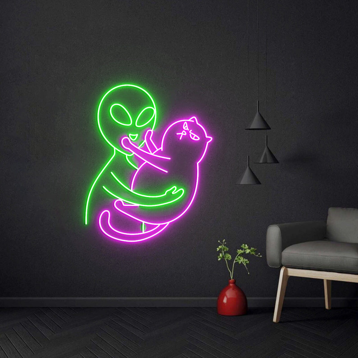Alien Cat LED Neon Sign – LED Light Decor for Cat and Sci-Fi Lovers