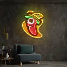 Cartoon Mexican Chili Peppers Artwork Led Neon Sign