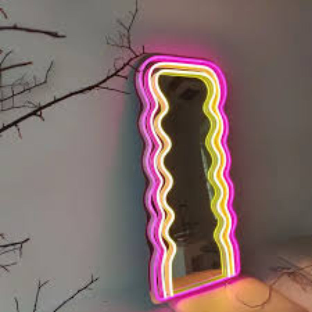 Y2K Wavy Pink Neon Mirror