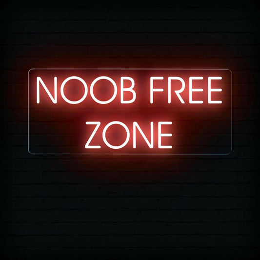 Noob Free Zone Neon Sign | Humorous Game Room Decor