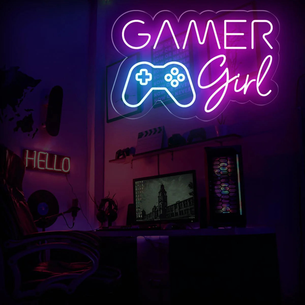 Pink Gamer Girl LED Neon Sign