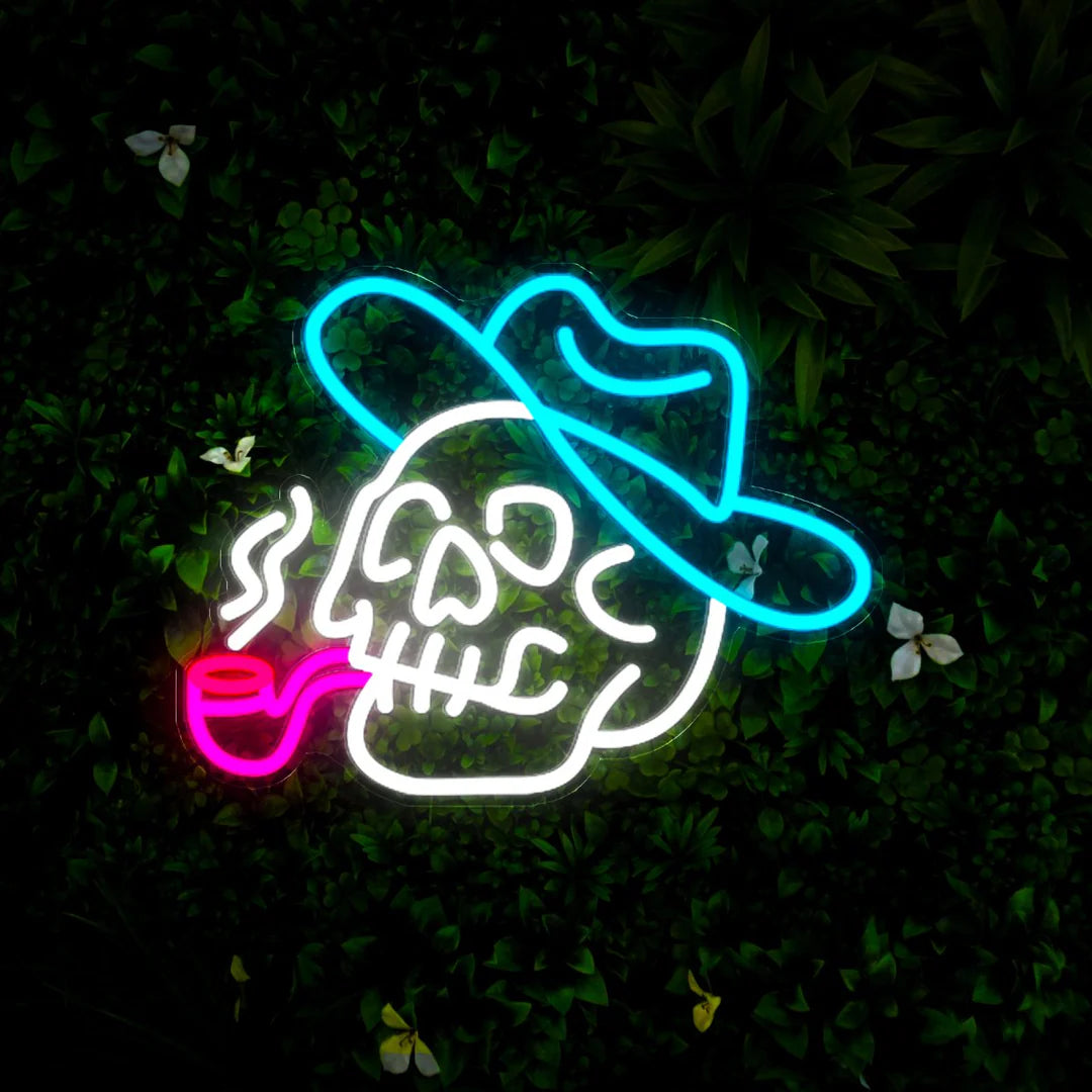 Smoking Skull LED Neon Sign