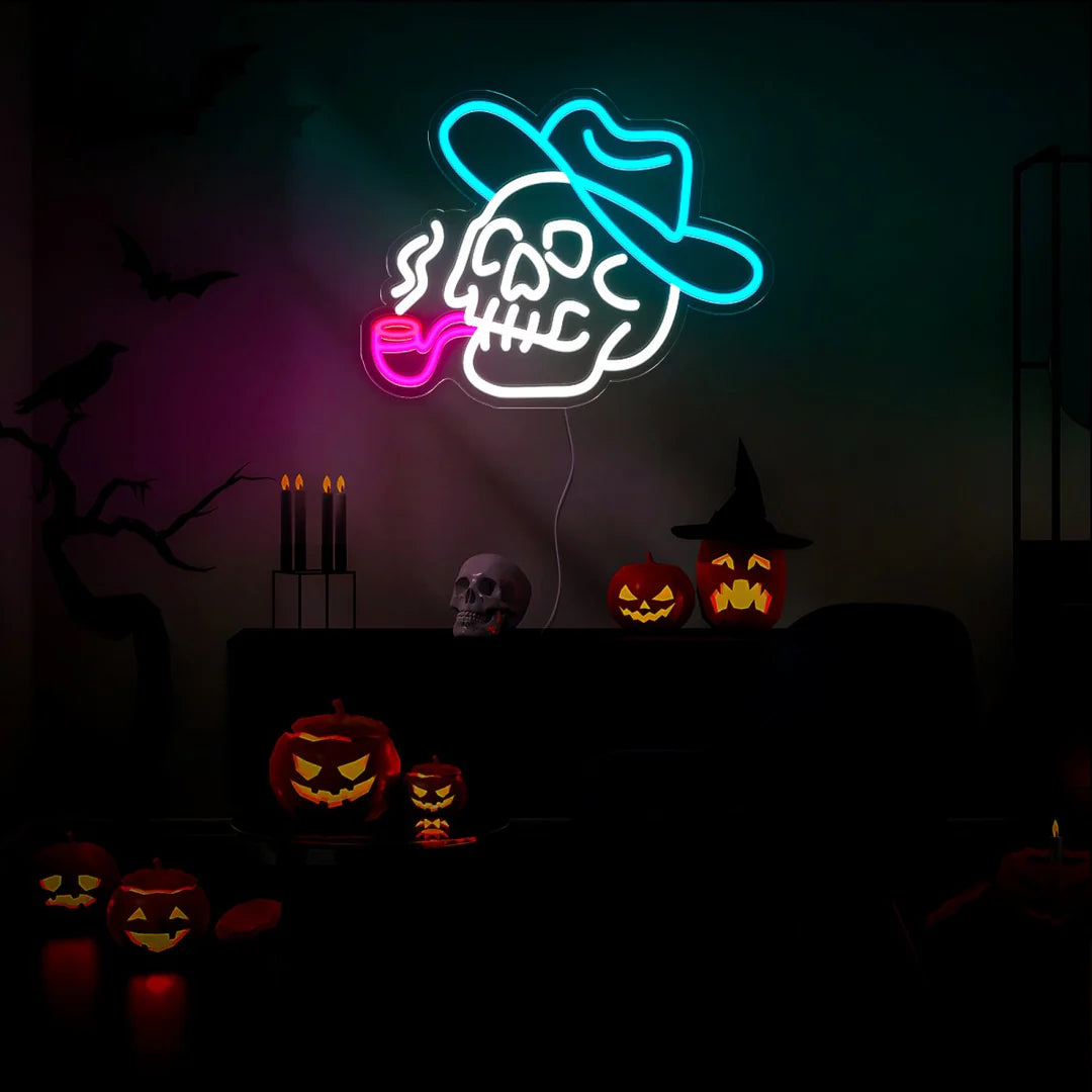 Smoking Skull LED Neon Sign