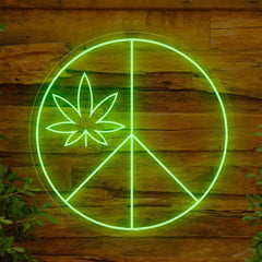 Weed Peace Symbol LED Neon Light – Relaxing Decor